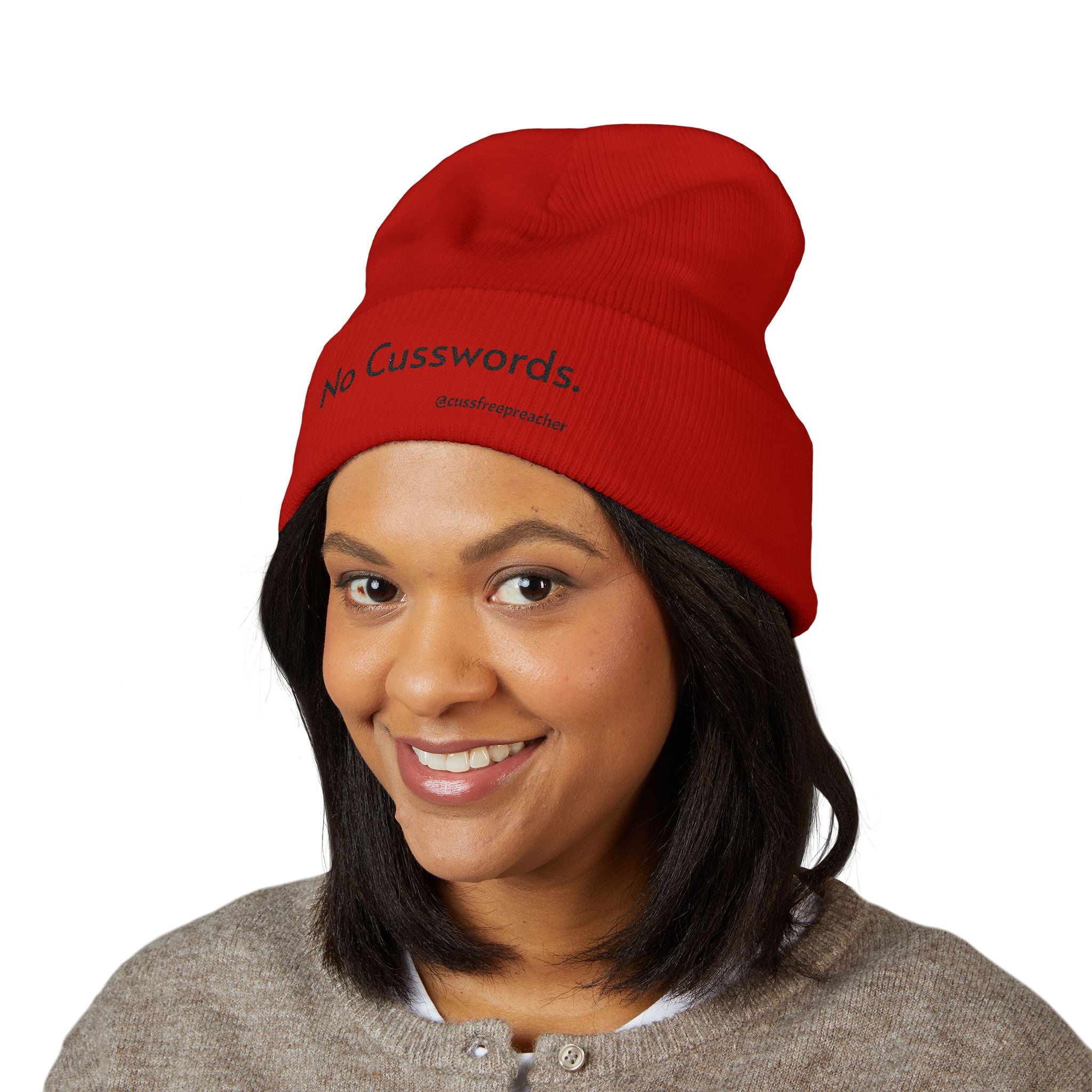 Beanie Hat - No More Cusswords Period Embroidered Beanie
