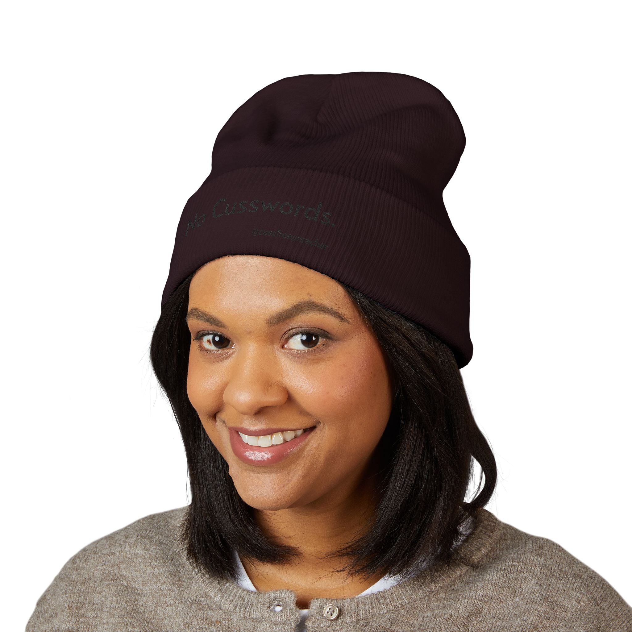 Beanie Hat - No More Cusswords Period Embroidered Beanie