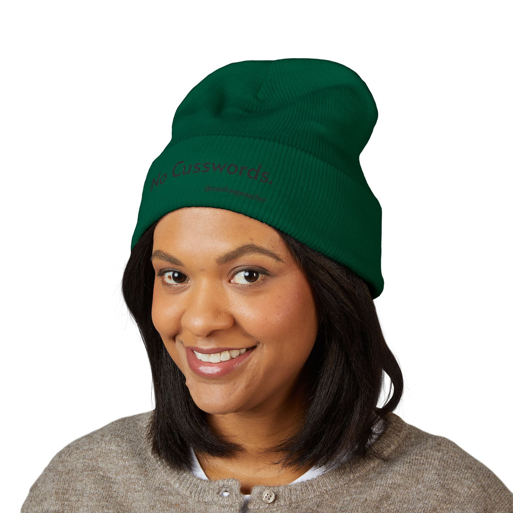 Beanie Hat - No More Cusswords Period Embroidered Beanie
