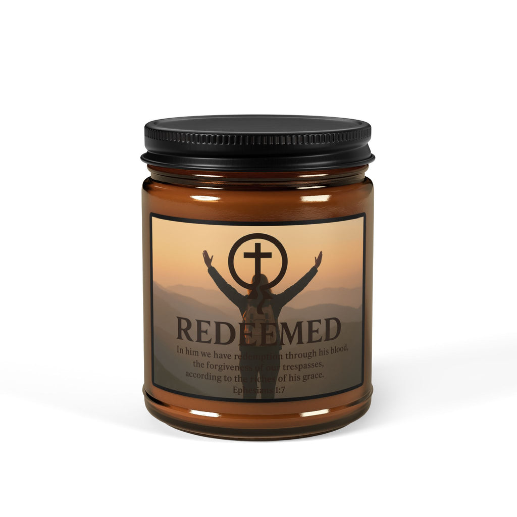 Soy Candle - Christian Scented Candle, Redeemed, Amber Jar