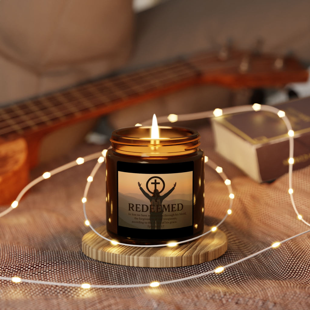 Soy Candle - Christian Scented Candle, Redeemed, Amber Jar