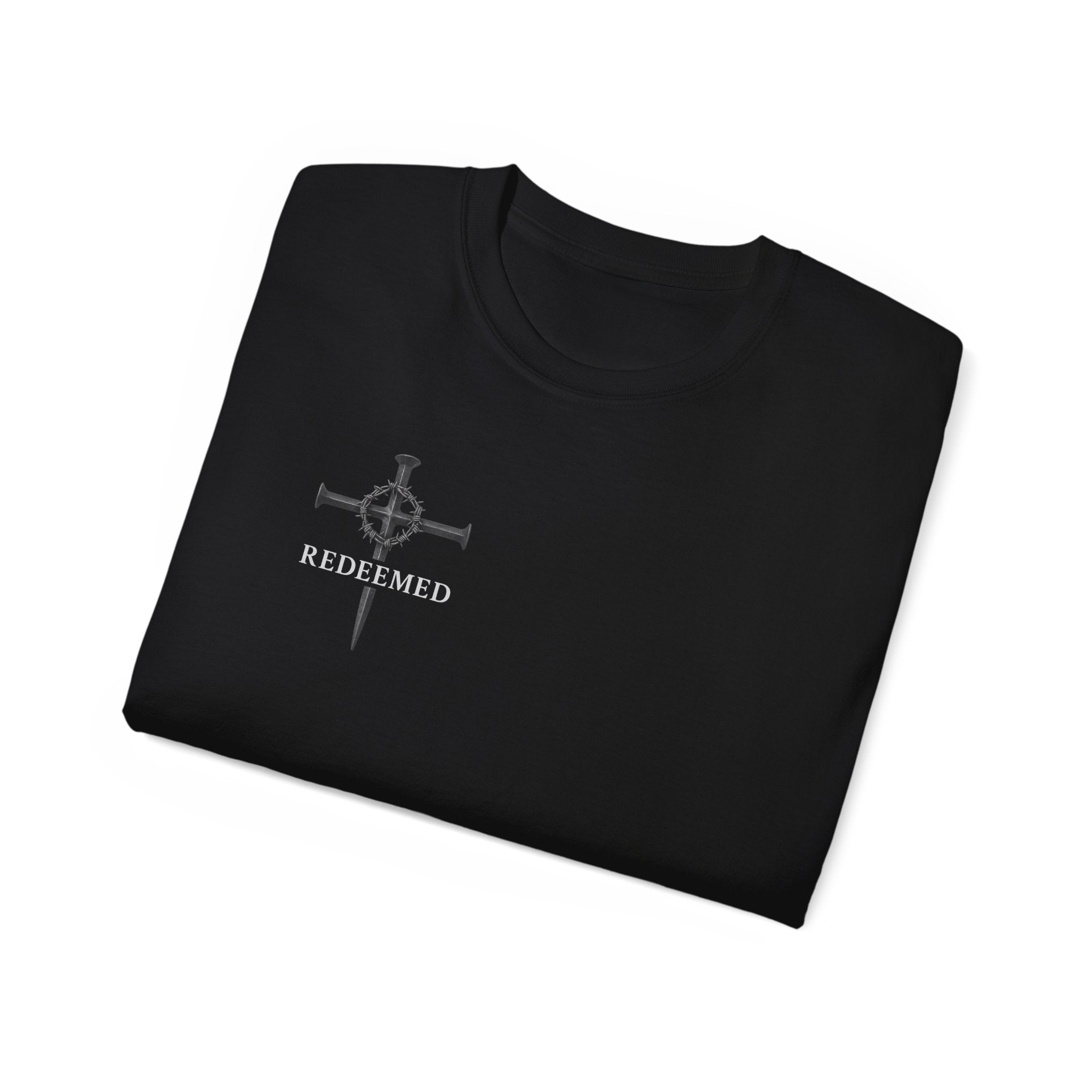 Redeemed Black Tee Elite Cross Logo Unisex T-Shirt