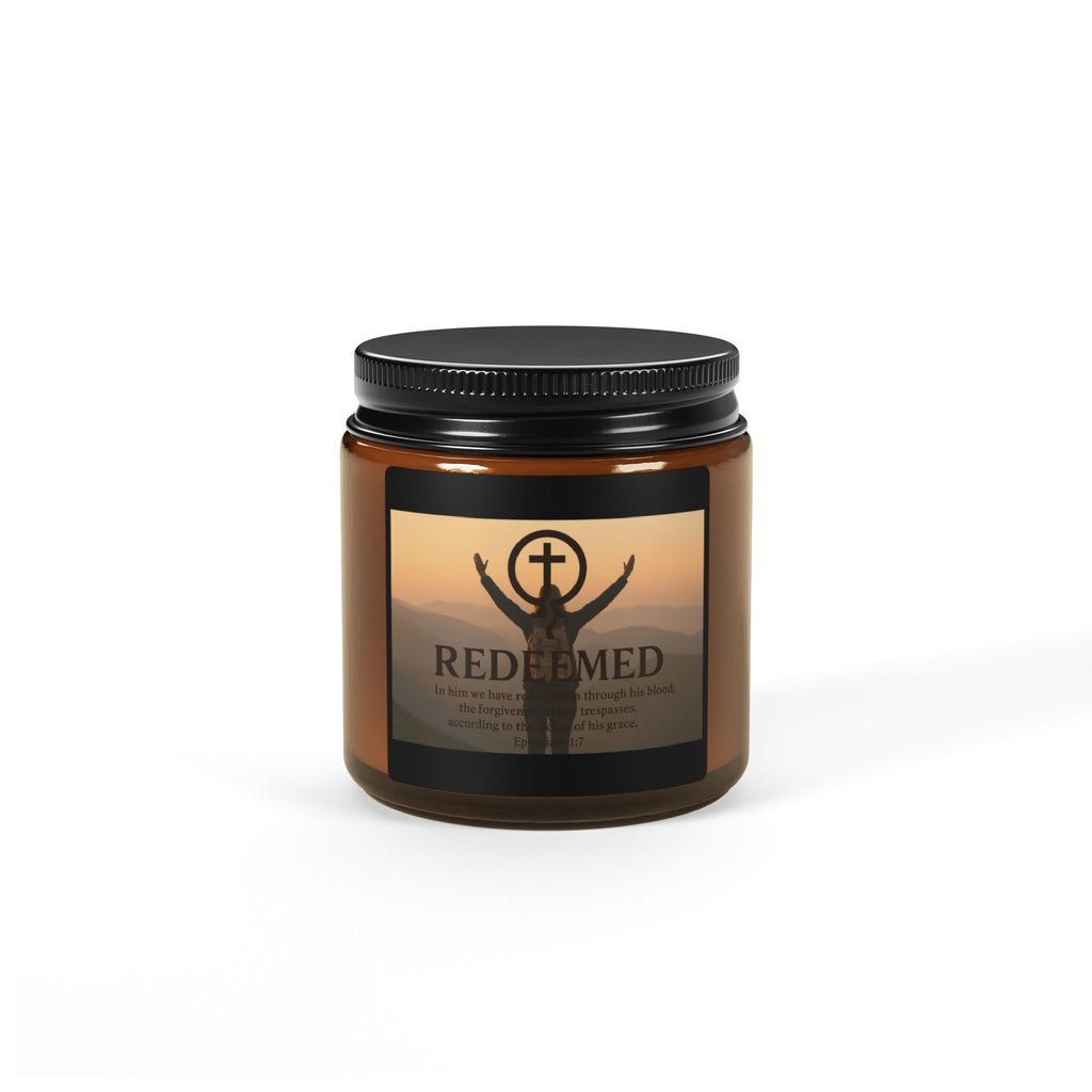 Soy Candle - Christian Scented Candle, Redeemed, Amber Jar