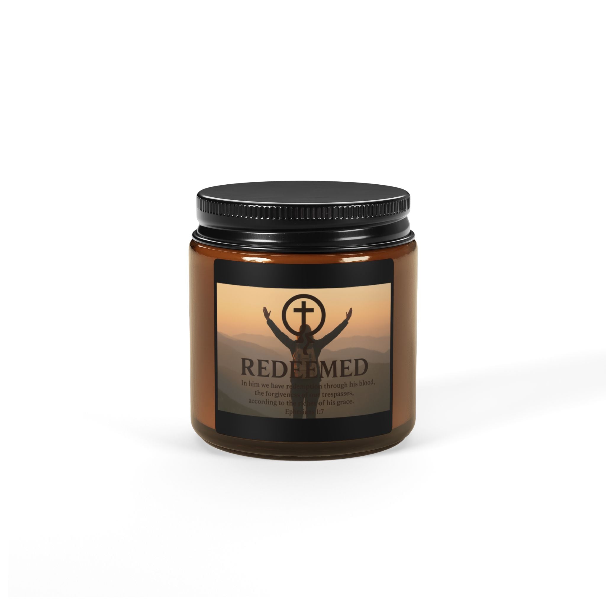 Soy Candle - Christian Scented Candle, Redeemed, Amber Jar